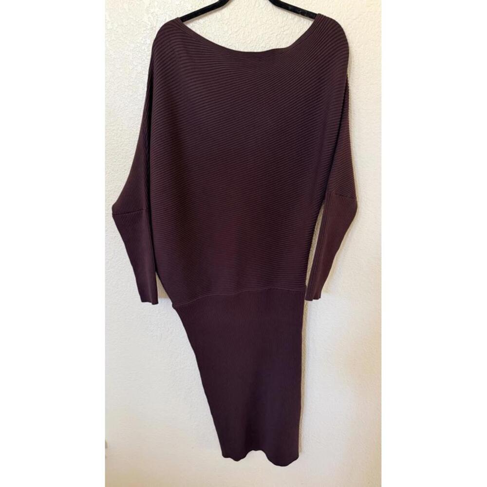 New Reiss LARA OFF-THE-SHOULDER RIBBED MIDI DRESS IN Plum Purple Sz L $295 - Picture 7 of 12